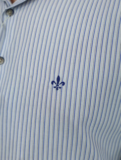 Camisa Dudalina Masculina Slim Fit Superfine Cotton Listrada Branca