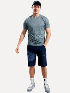 Camiseta Columbia Masculina Hike Crew Light Logo Azul Mescla