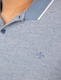 Polo Dudalina Masculina Malha Favo Linho Azul Escuro