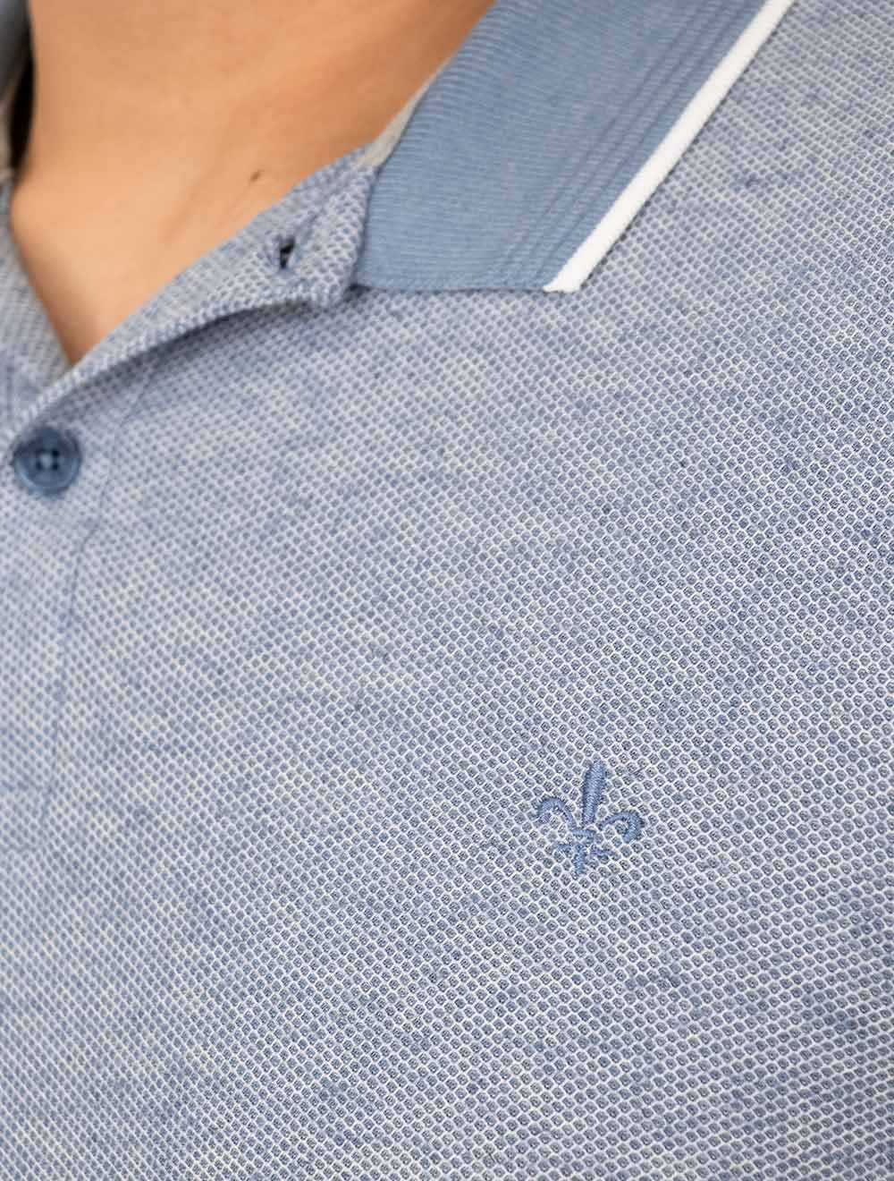 Polo Dudalina Masculina Malha Favo Linho Azul Escuro