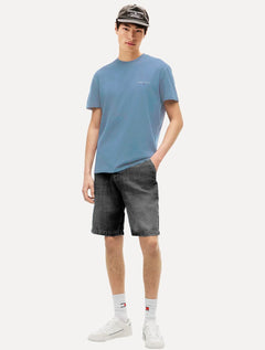 Camiseta Tommy Jeans Masculina Slim Linear Chest Azul Claro