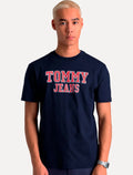 Camiseta Tommy Jeans Masculina Regular College Print Azul Marinho