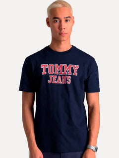 Camiseta Tommy Jeans Masculina Regular College Print Azul Marinho