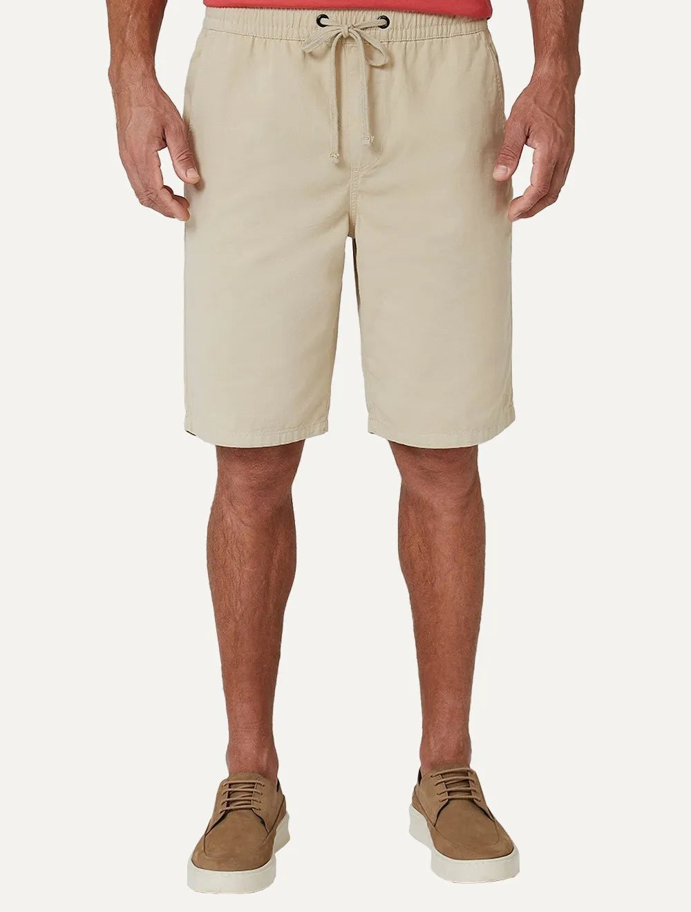 Bermuda Dudalina Masculina Sarja Elástico Algodão Cáqui Médio