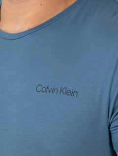 Pijama Calvin Klein Short Curto Viscolight Xadrez Logo Azul Médio