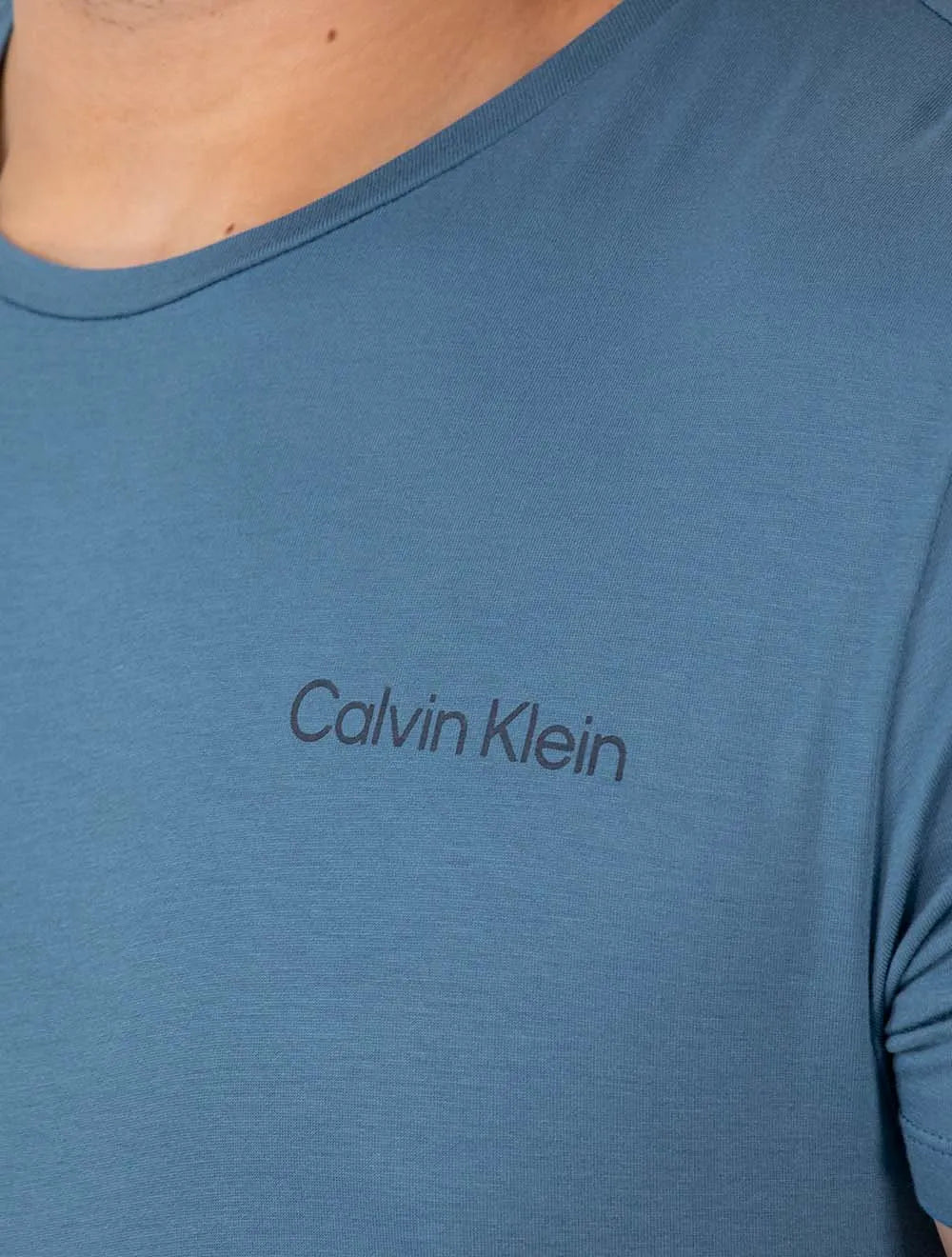 Pijama Calvin Klein Short Curto Viscolight Xadrez Logo Azul Médio