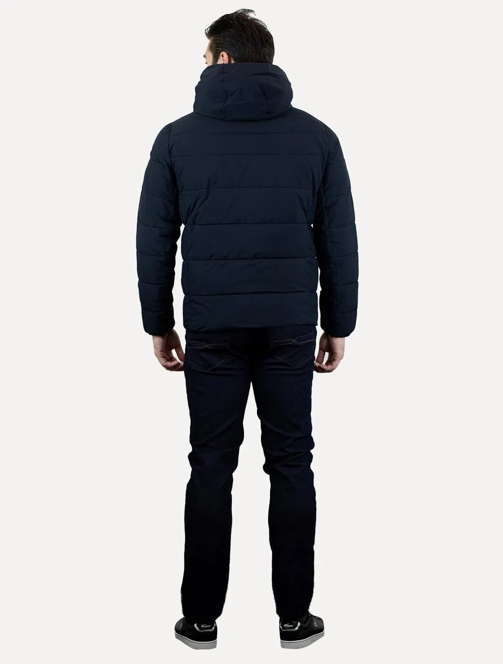 Jaqueta Calvin Klein Masculina Hoodie Matelassê Ziper Azul Marinho