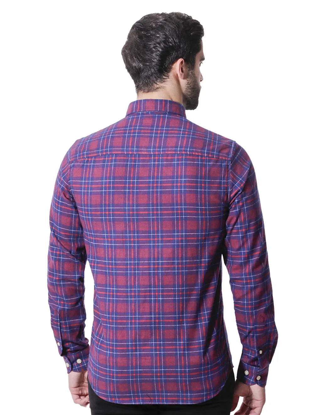 Camisa Ralph Lauren Masculina Custom Fit Flannel Xadrez Gordon Vermelho/Marinho