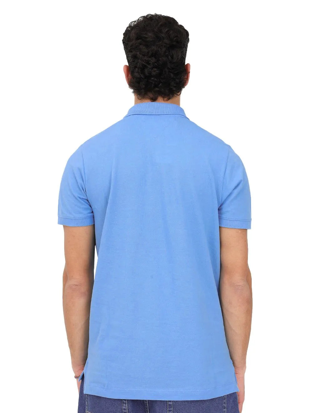 Polo Tommy Jeans Masculina Regular Original Fine Piquet Azul Celeste