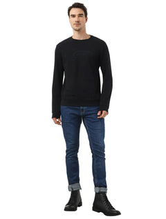 Moletom Ellus Masculino Crewneck Maxi Blu Logo Preto