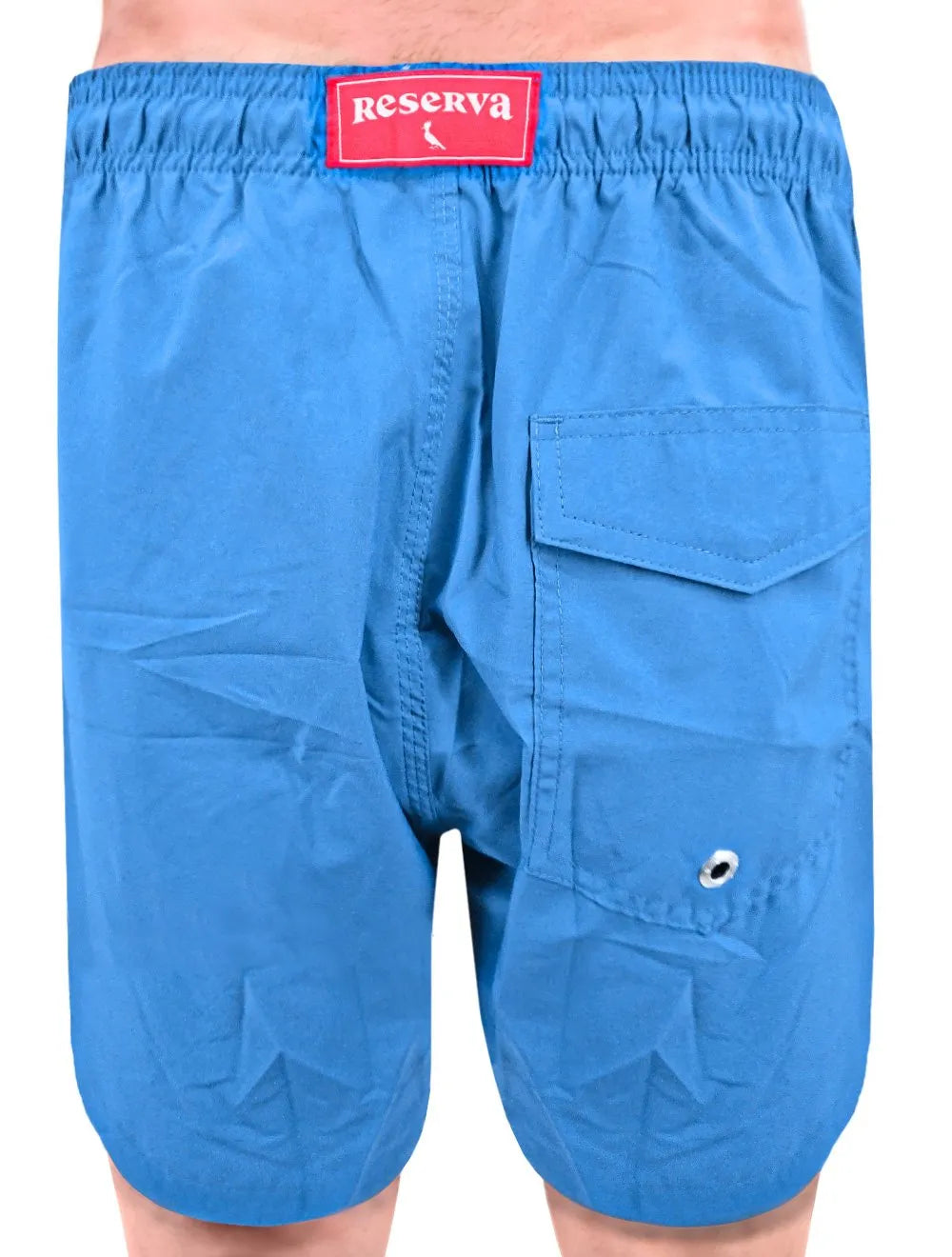 Short Reserva D'Água Beachwear Liso Silver Tag Lateral Azul Royal