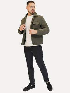 Jaqueta Dixen Masculina Cotelê Canelada Pockets Button Verde Militar
