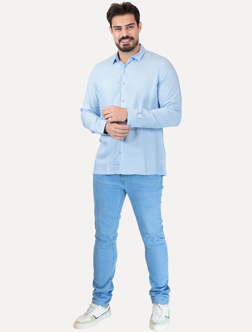 Camisa Colcci Masculina Relax Logo Azul Claro