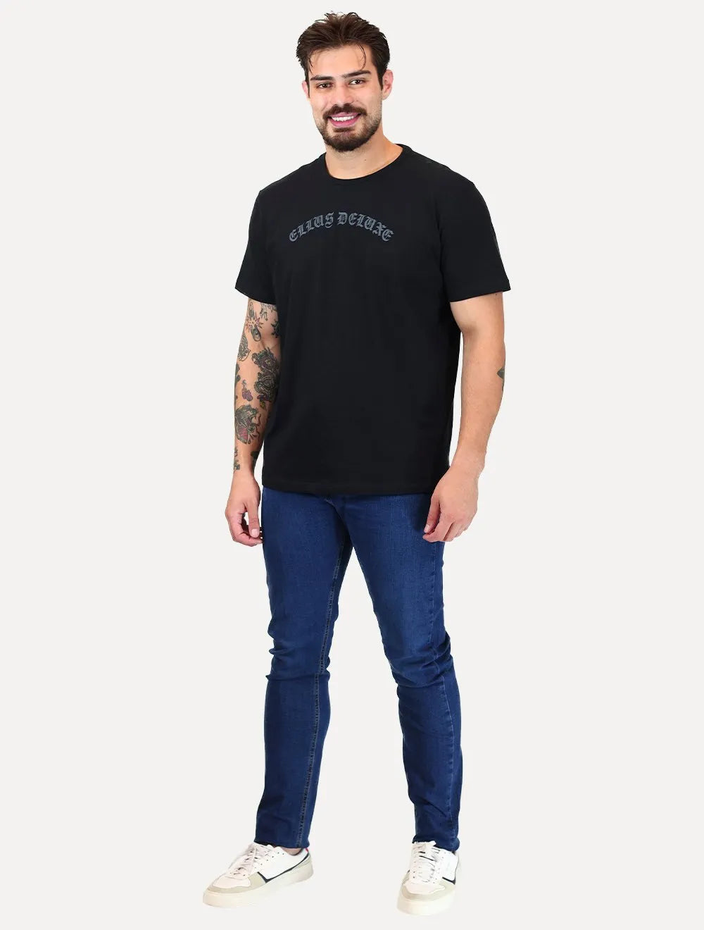 Camiseta Ellus Masculina Cotton Fine Deluxe Gothic Classic Preta