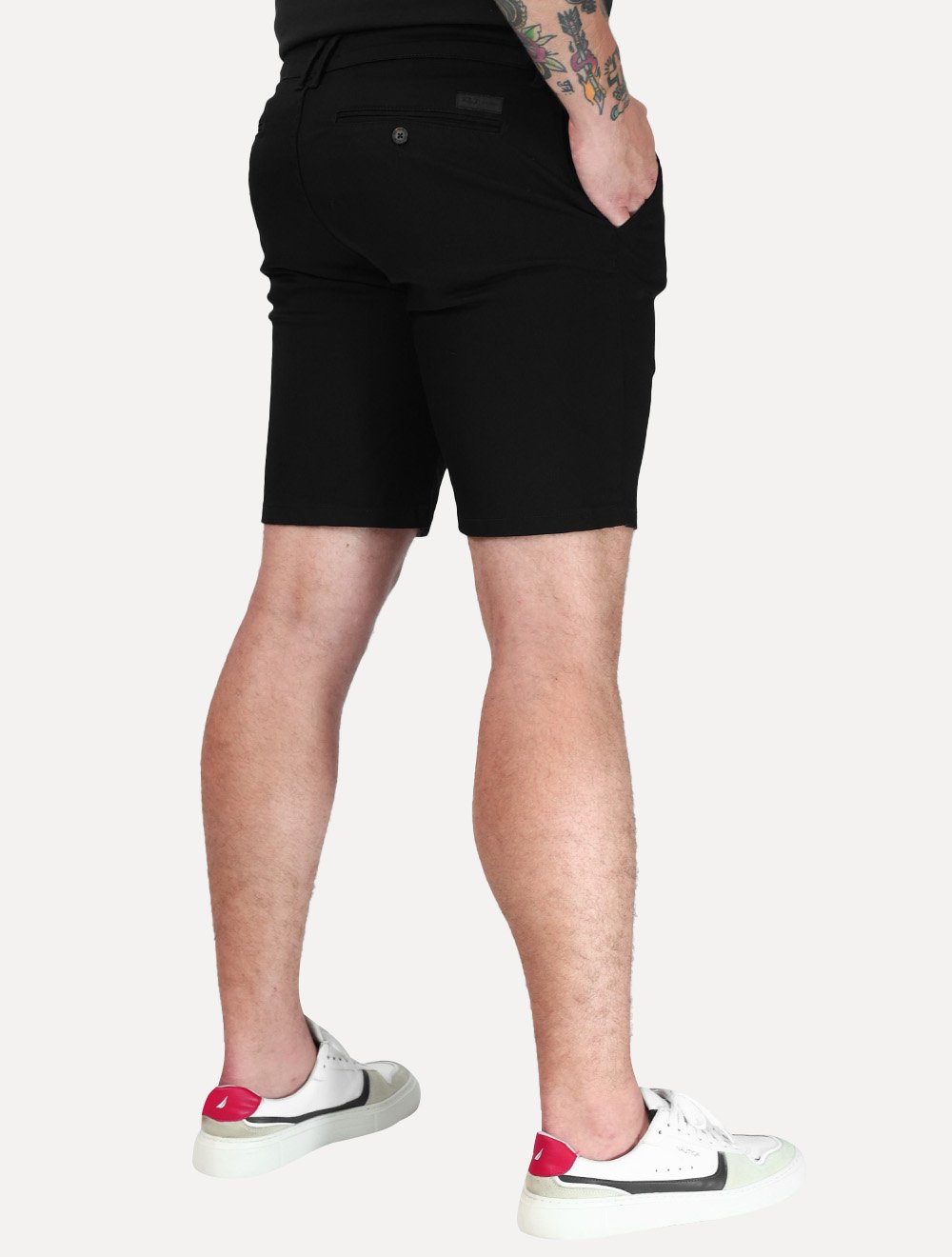 Bermuda K&J Black Masculina Casual Flex Cetim Preta