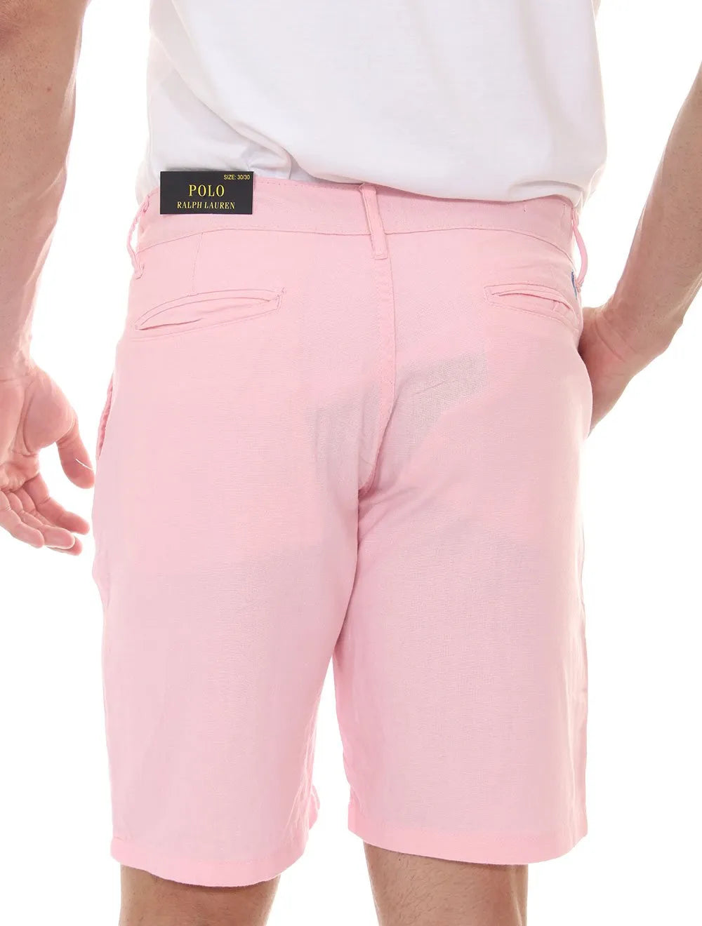 Bermuda Ralph Lauren Masculina Linho Blue Icon Rosa Claro