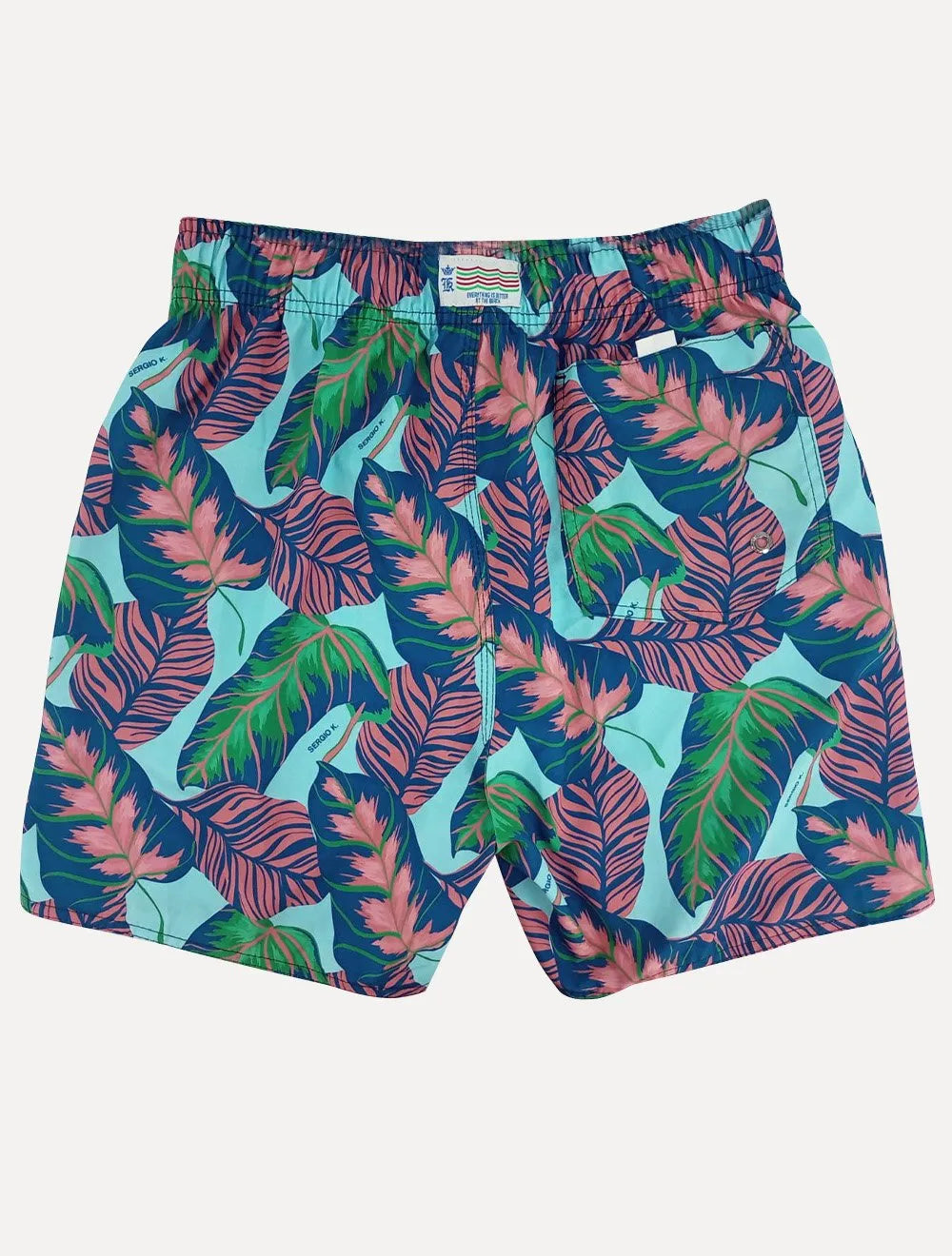 Short Sergio K Masculino Beachwear Folhagem Azul Claro