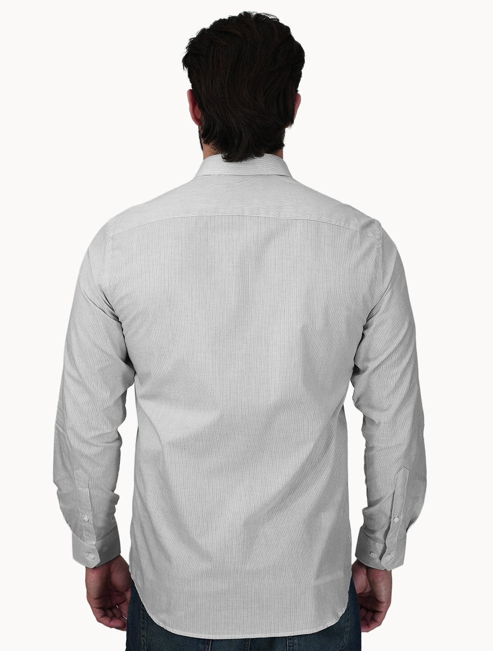 Camisa Dudalina Masculina Slim Superfine Cotton Listrada Light Verde Escuro
