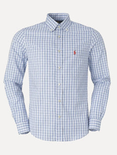 Camisa Ralph Lauren Masculina Custom Fit Turim Xadrez Azul