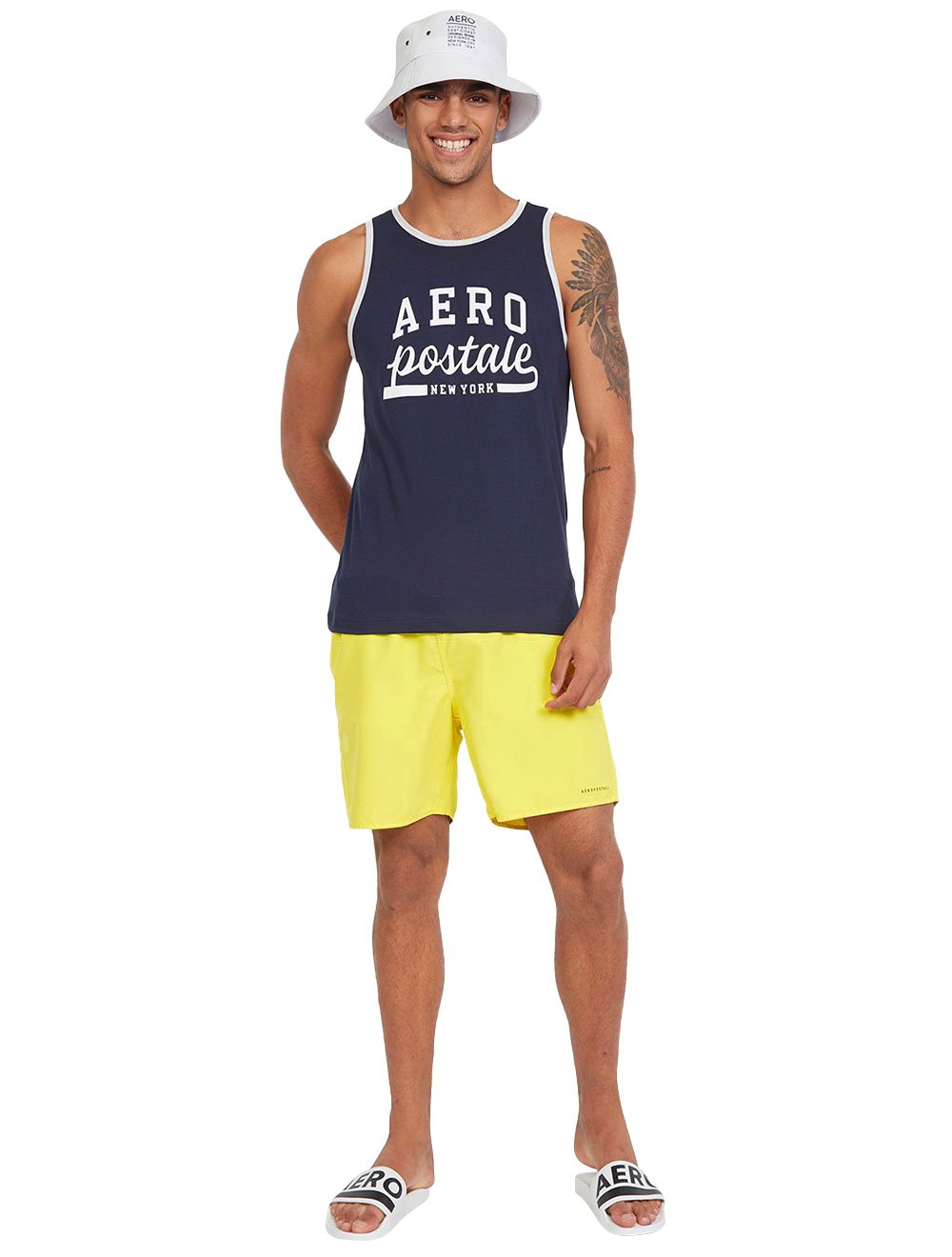 Short Aeropostale Masculino D'Água Swimwear Dark Logo Amarelo Claro