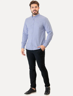 Camisa Aramis Masculina Slim Oxford Button Down Azul Royal Mescla