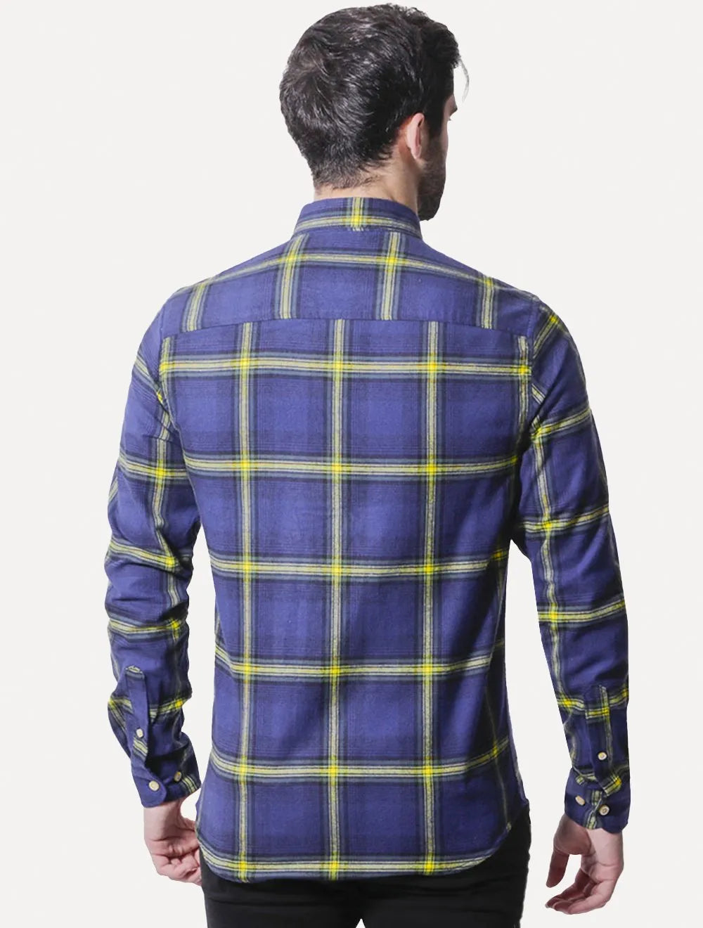 Camisa Ralph Lauren Masculina Custom Flannel Xadrez Banff Azul Marinho
