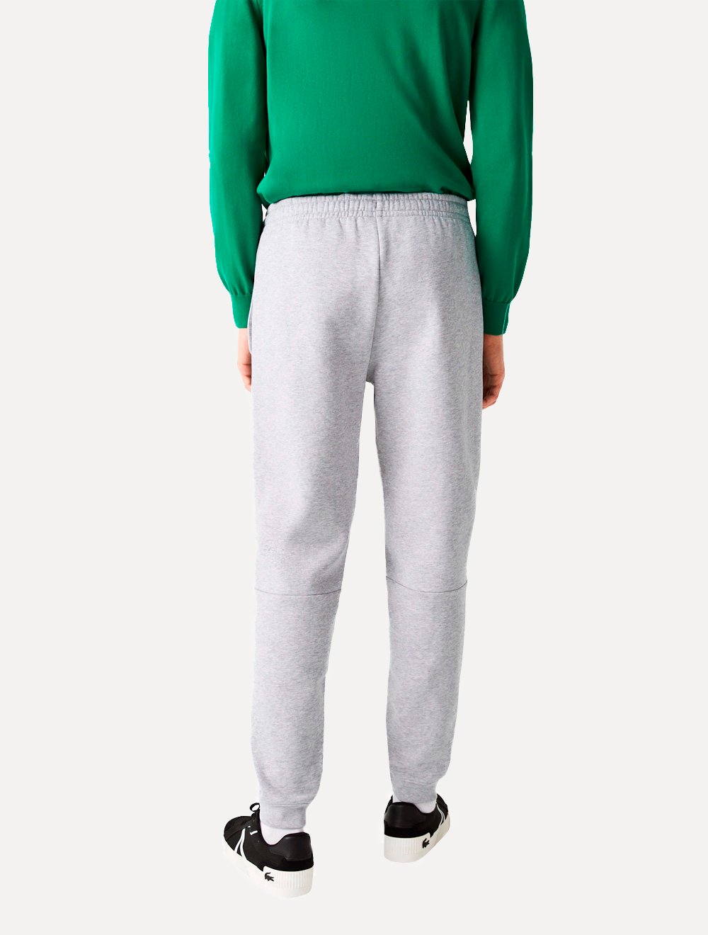 Calça Lacoste Moletom Masculina Side Sash Brand Recorte Cinza Mescla