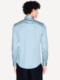 Camisa Armani Exchange Masculina Cotton Slim Fit Mono Logo Azul Índigo