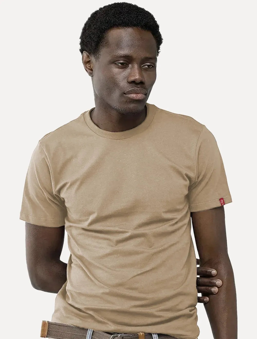 Camiseta Levis Masculina Slim Tag Sleeve Lisa Cáqui Médio