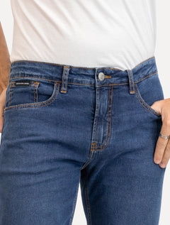 Calça Calvin Klein Jeans Masculina Slim 5 Pockets Azul Marinho