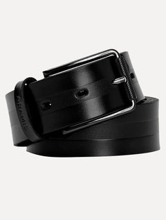 Cinto Aramis Masculino Basico Couro Pinstripe Preto