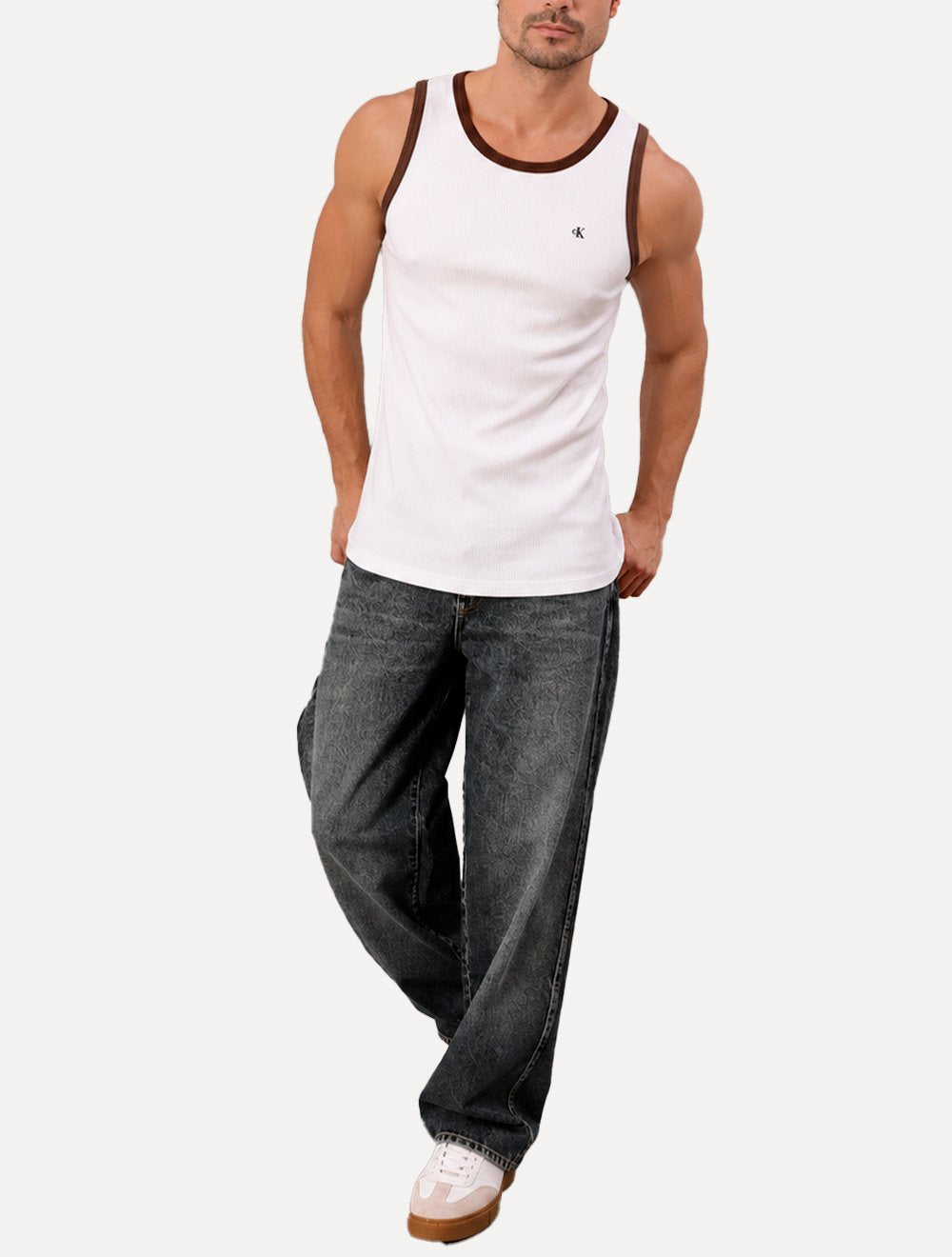 Regata Calvin Klein Jeans Masculina Ribana Friso Off-White