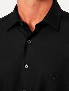 Camisa Dudalina Masculina Slim Tricoline Lisa Preta