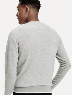 Suéter Tommy Hilfiger Masculino Essential Cotton V-Neck Cinza Claro