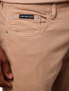 Calça Calvin Klein Jeans Masculina Slim Color Sarja Stretch Cáqui Médio