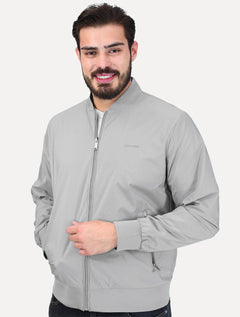 Jaqueta Calvin Klein Masculina Bomber Logo Full Zip Cinza Claro