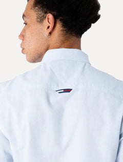Camisa Tommy Jeans Masculina Regular Classic Oxford Mescla Azul Claro Mescla