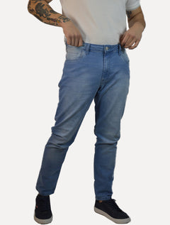 Calça Dudalina Jeans Masculina Slim Classica Five Pockets Azul Claro