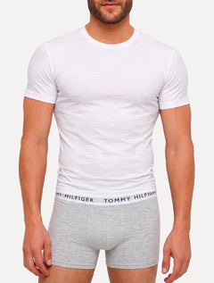 Cueca Tommy Hilfiger Cotton Boxer Trunk Preta/ Branca/ Cinza Pack 5UN