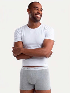 Cueca Mash Boxer Cotton Basic Azul Médio/ Cinza Mescla Pack 2UN