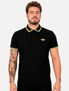 Polo Colcci Masculina Regular Piquet Rubber Logo Preto