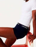 Cuecas Lacoste Boxer Casual Jersey Red Color Signature Azul Marinho Pack 3UN