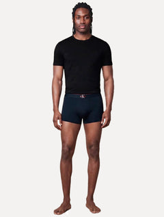 Cueca Calvin Klein Low Rise Trunk Cotton New Re Issue Red Logo Azul Marinho