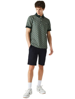 Bermuda Lacoste Masculina Sarja Slim Cotton Stretch Azul Escuro