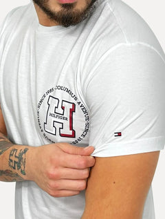 Camiseta Tommy Hilfiger Masculina Columbus H Roundle Logo Branco