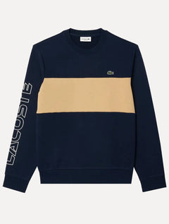 Moletom Lacoste Masculino Jogger 3D Print Colorblock Cáqui/Marinho