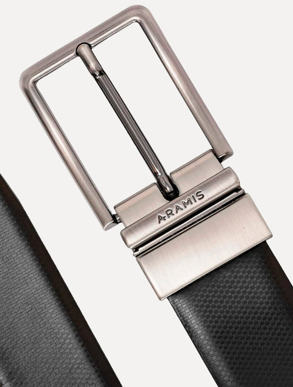 Cinto Aramis Masculino Couro Dupla Face Engrave Preto/Café