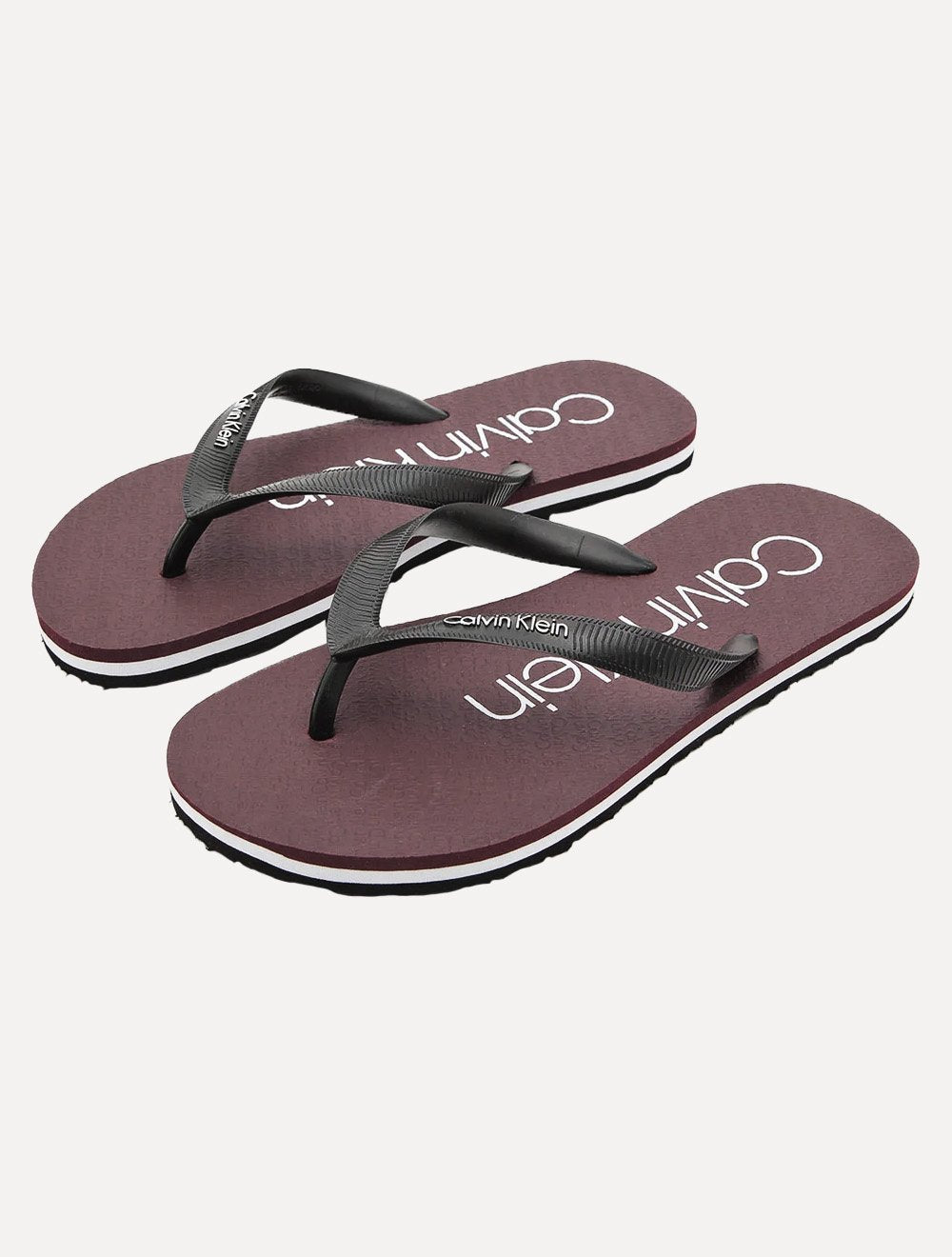 Chinelo Calvin Klein Jeans Swin Contrast Logo Re Issue Bordô