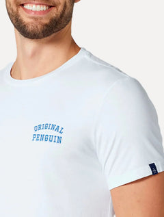 Camiseta Original Penguin Masculina Blue College Logo Branca