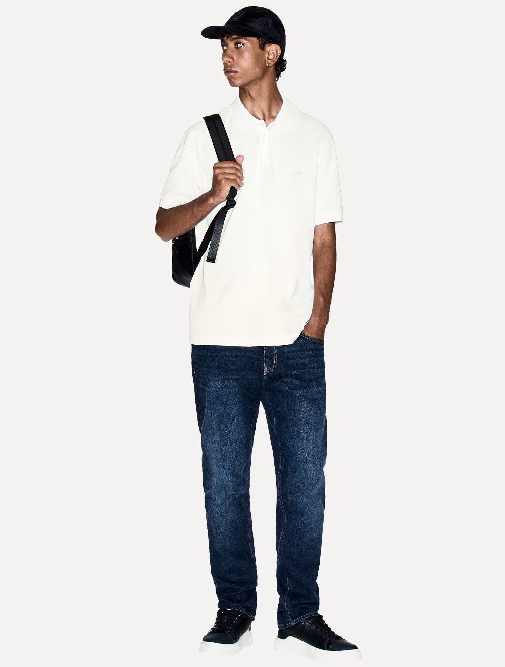Polo Armani Exchange Regular Fit Light Logo Milano Off White
